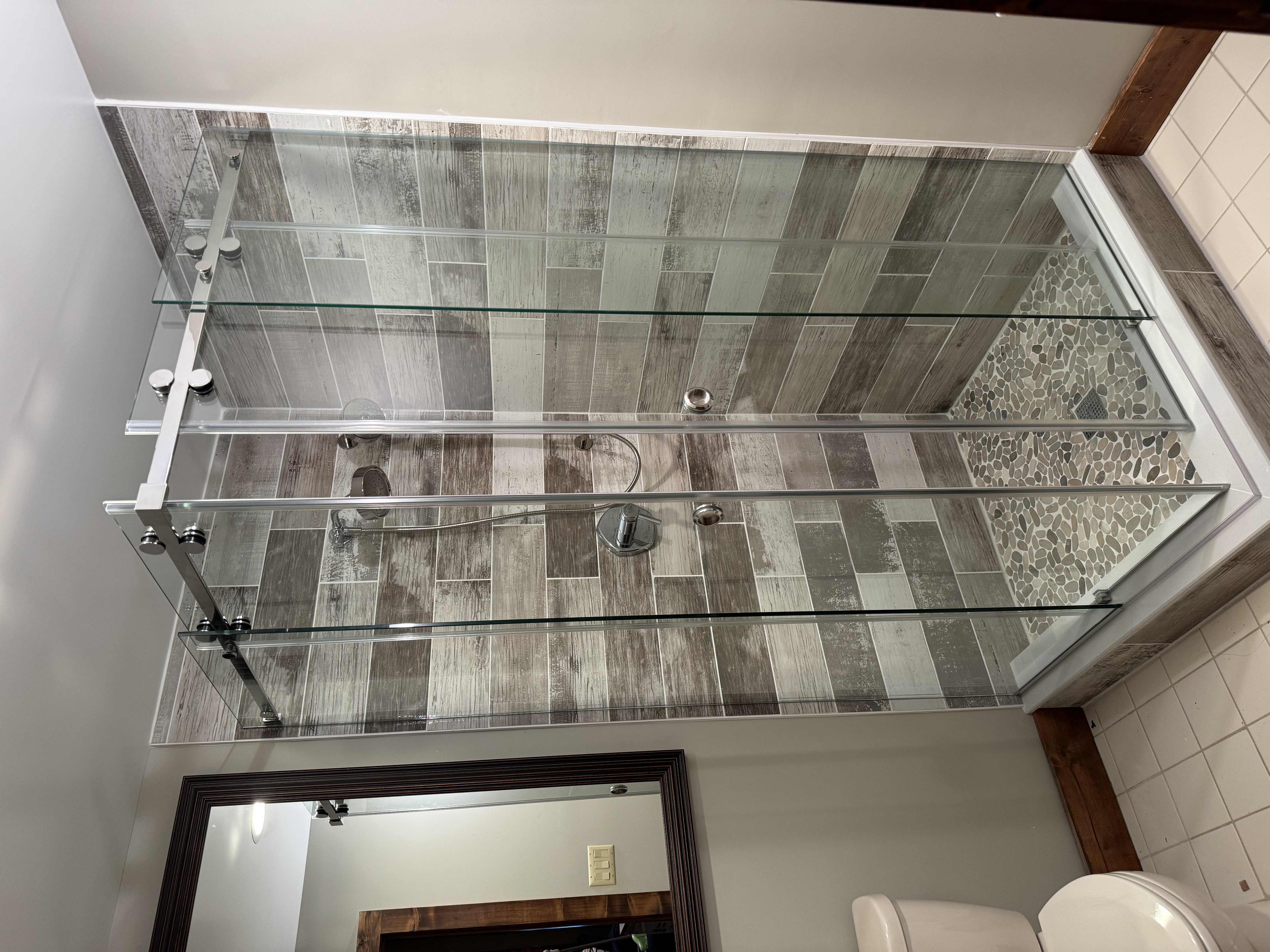 Corner Sliding Door shower door installation in Monticello